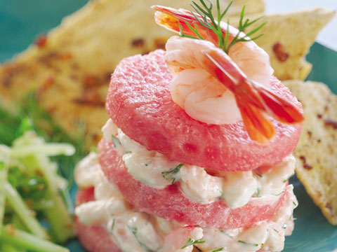 easy and refreshing watermelon with baby shrimp