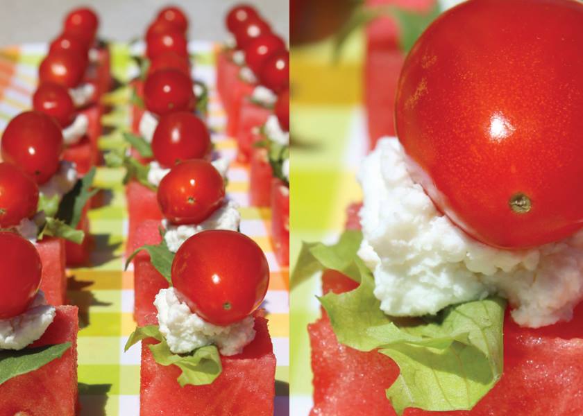 easy and refreshing watermelon, cheese and tomato treat 