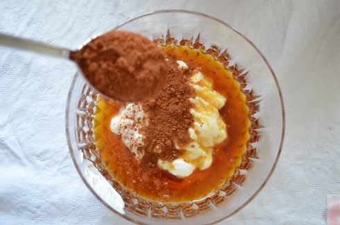 chocolate dessert recipe with Greek yogurt , honey and nuts 4