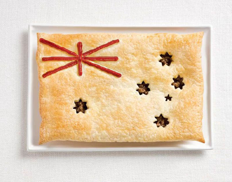 national flags made from each country's traditional foods, Australia