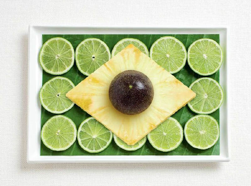 national flags made from each country's traditional foods, Brazil