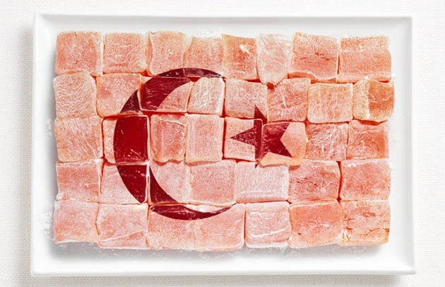 national flags made from each country's traditional foodsTurkey