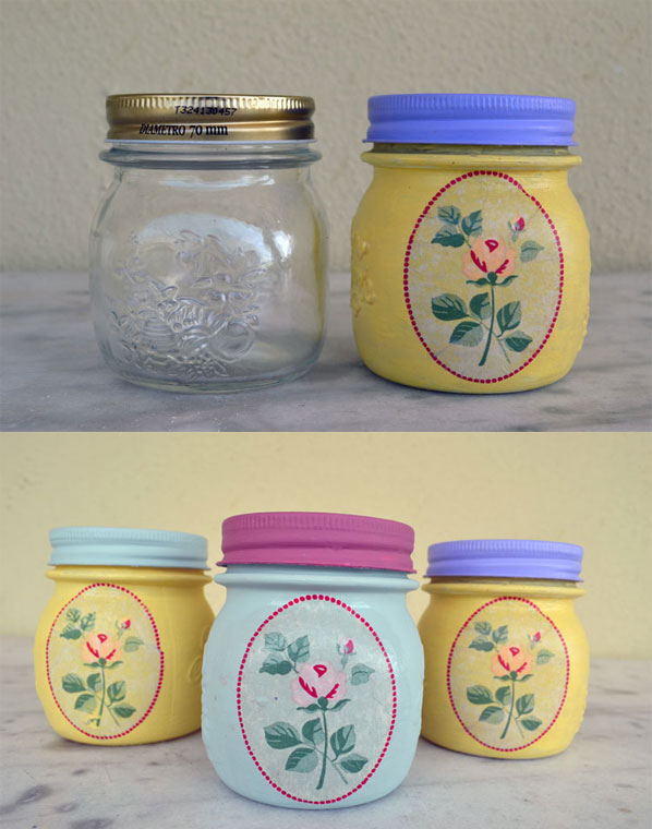 painted summer jars with decoupage technique 7