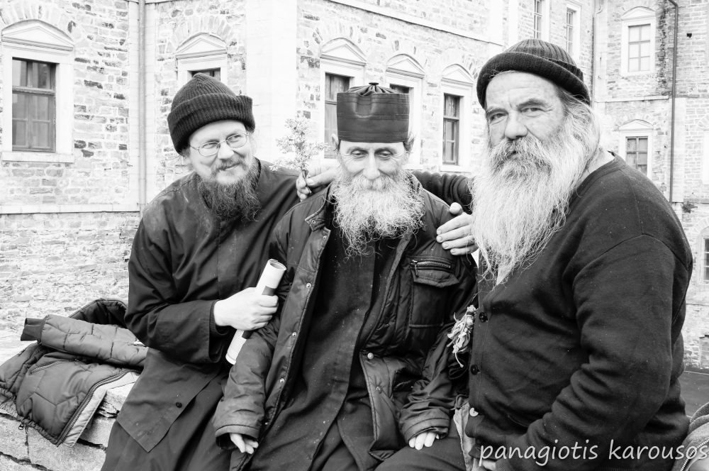 Monks at the mount Athos monastery