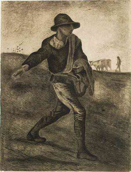art history, the earliest paintings done by famous painters,The Sower 