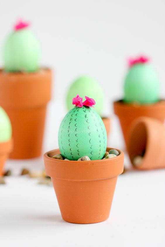 fun ways to dye easter eggs, cactus