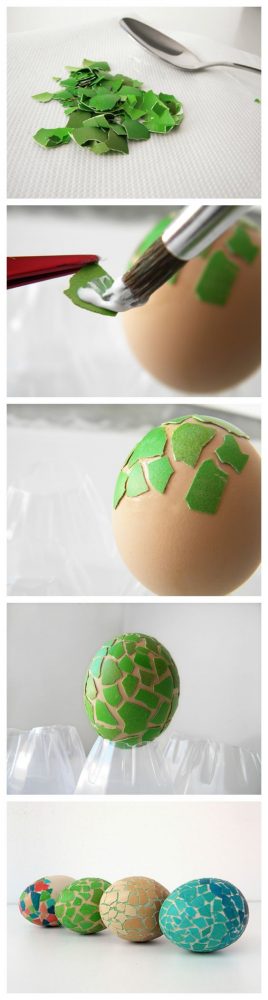 fun ways to dye easter eggs, mosaic