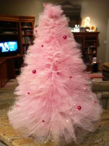 Pink, diy, tulle christmas tree