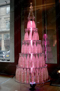 pink chistmas tree with bottles