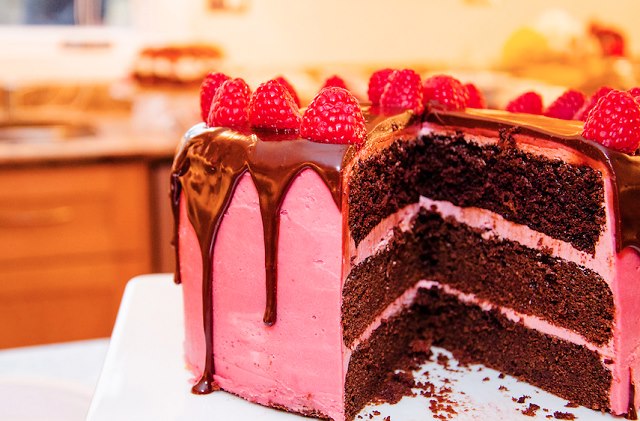 delicious chocolate cake with rasberry Buttercream