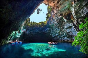 inseide the wonderful Melissani cave in Cephalonia