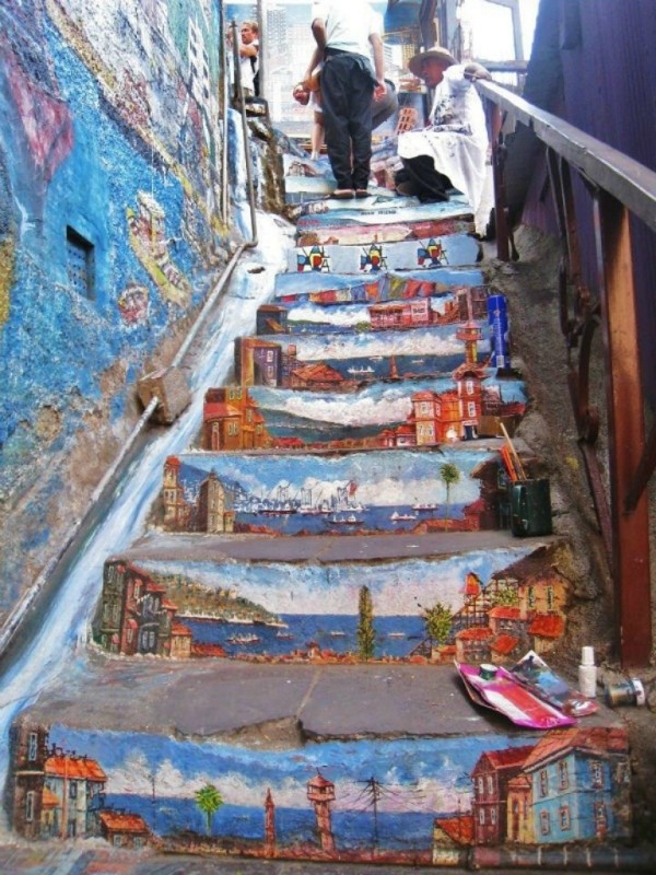 amazing stairs street art around the world, Chile 3