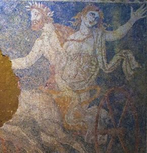 Interior of the tomb in Amphipolis, mosaic Pluto and Persephone