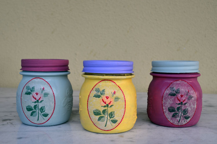 painted summer jars with decoupage technique 3